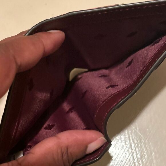 Kate Spade Jackson Forest Floral Small Bifold Wallet Burgundy Pink Cream Mod - Picture 10 of 14